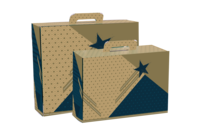 Valisette gourmande Verona carton or/bleu festif 42x35.5x12cm - FSC®7