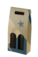 Verona gold/blue decorated cardboard suicase 2 bottles - FSC7®