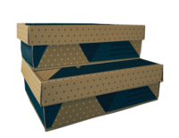 Boite couvercle Verona carton décoré or/bleu jeu - 33x18x10cm - FSC®7