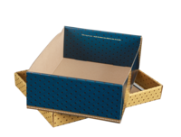 Boite couvercle Verona carton décoré or/bleu jeu - 33.5x25x11cm - FSC®7