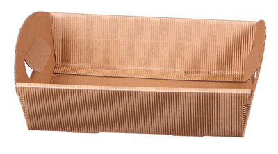 Rome fluted kraft cardboard basket 23x18x6cm