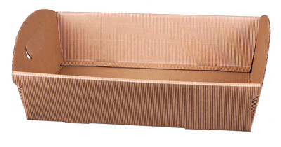 Rome fluted kraft cardboard basket 33.5x25x8cm