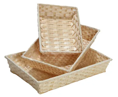 Image au survol de Corbeille Rihana bambou naturel rectangle 36x26.5x7.5cm