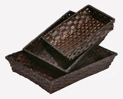 Image au survol de Corbeille Rihana bambou chocolat rectangle 36x26.5x7.5cm