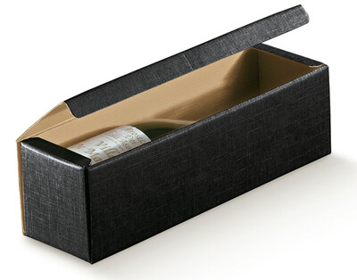 Milan black fabric-look cardboard box 1 bottle