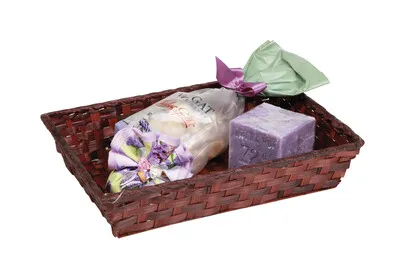 Image au survol de Rihana bamboo chocolate rectangular basket 24x18x5cm