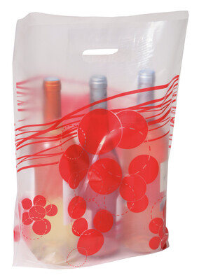 Sac plastique Coquelicot 3 bouteilles