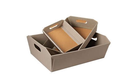 New York taupe grey line-look cardboard basket 24x18x5cm