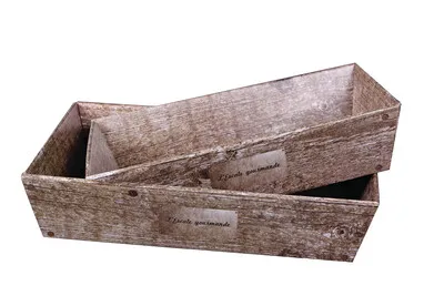 Image au survol de Lorriane imitation wood grey cardboard basket 37x28x8cm - FSC7®