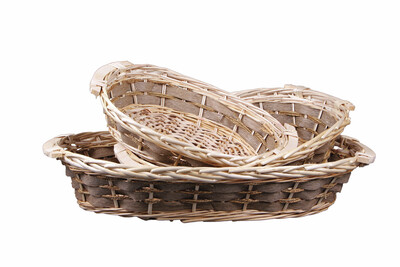 Amandine wicker/rolled wood/seagrass oval basket 36x28x9cm