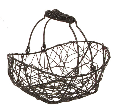 Marcel aged anthracite metal oval basket 28x18x8/11cm