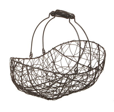 Marcel aged anthracite metal oval basket 45x28x11/16cm