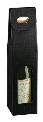 Milan black fabric-look cardboard suitcase 1 bottle