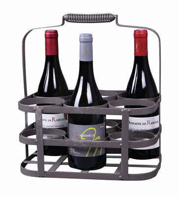 José antique grey metal basket 6 bottles