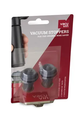 Image au survol de Bouchon pompe à vide Wine Saver Stopper gris Vacuvin - set de 2 pcs