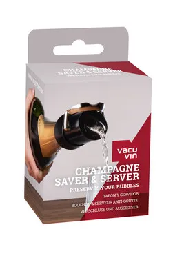 Image au survol de Bouchon verseur conservateur Champagne Saver noir Vacuvin