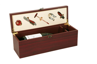 Coffret sommelier Acajou magnum bois 5 pièces