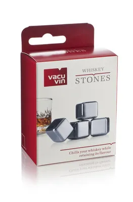 Image au survol de Max refreshing stainless steel whisky ice cubes Vacuvin (4 pieces)