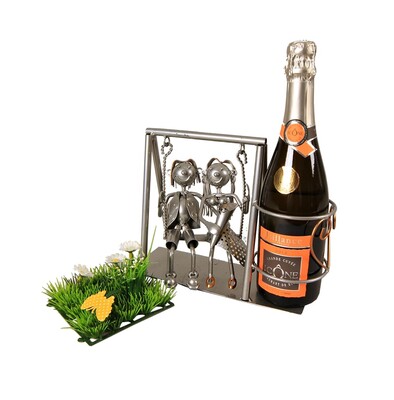 Félix grey/copper metal bottle holder - Swing couple