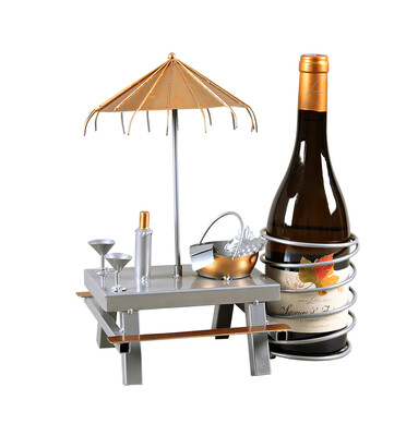 Félix grey/copper metal bottle holder - Picnic table