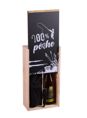 Coffret pêche Colin 1 bouteille bois couvercle noir 4 pièces - 100/pêche