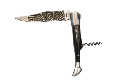 Image au survol de Vivarais corkscrew knife engraved blade/wooden handle 4 assorted colours box