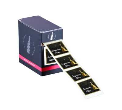 Image au survol de Square black/gold adhesive label - Joyeuses Fêtes (box of 500)