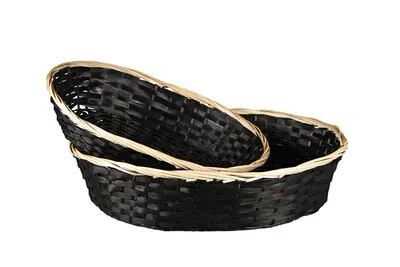 Image au survol de Clara bamboo/black rush/natural oval basket 45x35x10cm