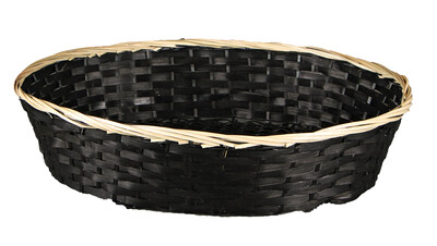 Corbeille Clara bambou/jonc noir/naturel ovale 38x28x9cm