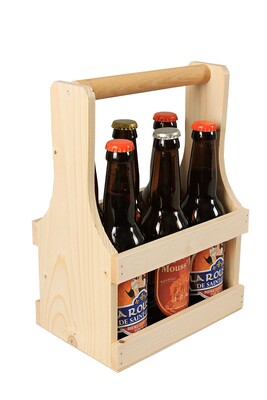 Diego natural wood basket 6 beers 33cl (long neck type)