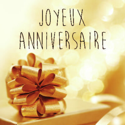 Square quadri/gold adhesive label - Joyeux Anniversaire (box of 500)