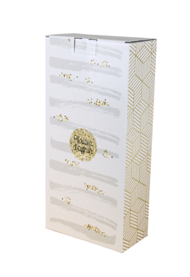 Helsinki 2-bottles white/gold/grey cardboard case