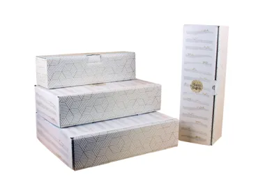 Image au survol de Helsinki 3-bottles white/gold/grey cardboard box - FSC7®