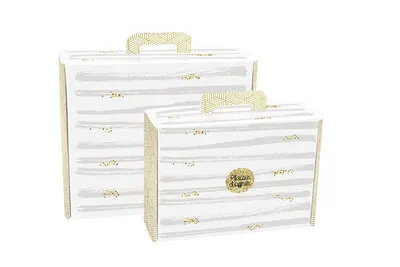 Image au survol de Helsinki gourmet white/gold/grey cardboard suitcase 34.5x25.5x11.5cm - FSC7®