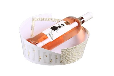 Helsinki white/gold/grey asymmetrical oval rigid cardboard basket 28x22x7/12cm