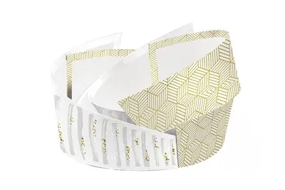 Image au survol de Helsinki white/gold/grey asymmetrical oval rigid cardboard basket 28x22x7/12cm