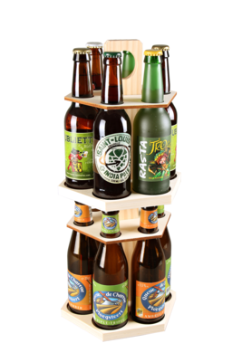 Delio natural wood beer carousel 12 beers 33cl (long neck type)