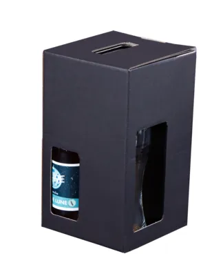 Image au survol de Buffalo black brown cardboard suitcase with 3 beers 33/50cl + 1 glass - FSC7®