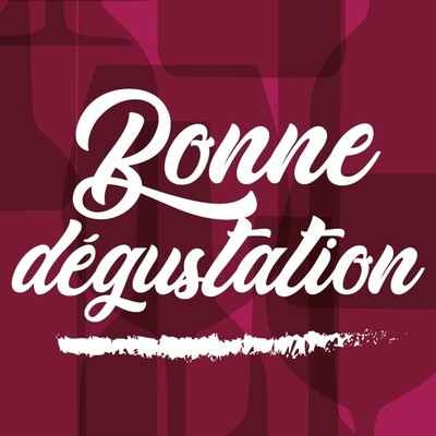 Square adhesive burgundy/white label - Bonne dégustation (box of 500)