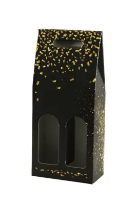 Image au survol de Petra festive black/gold cardboard suitcase 2 bottles - FSC7®