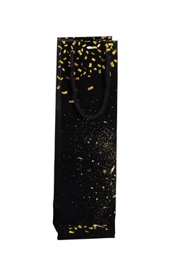 Petra black/gold gloss laminated paper bag 1 bottle - FSC7®