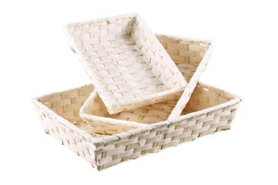 Corbeille Rihana bambou blanc rectangle 24x18x5cm