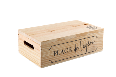 Gaston pinewood crate 2 bottles - Place de l'apéro - PEFC 7