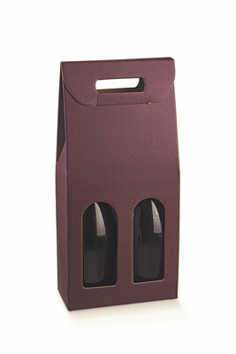 Riga wine red-leather-look cardboard suitcase 2 bottles