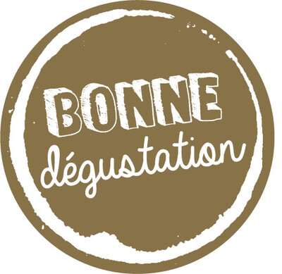 Round gold/white adhesive label - Bonne dégustation (box of 500)