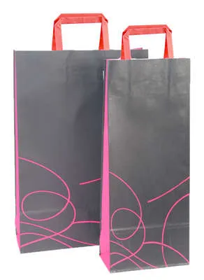 Image au survol de Nuance black/red kraft paper bag 1 or 2 bottles - PEFC7