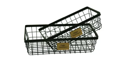 Image au survol de Julia black metal rectangular basket 30x19x9cm