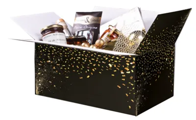 Image au survol de Petra festive black/gold cardboard gourmet box 33x22x15 - FSC7®