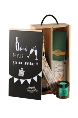 Image au survol de Coffret Lalo bois de pin 2 bouteilles - Un an de plus…(Anniversaire) - PEFC7