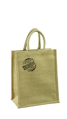 Image au survol de Sac Goa réutilisable toile de jute naturel 6 bouteilles